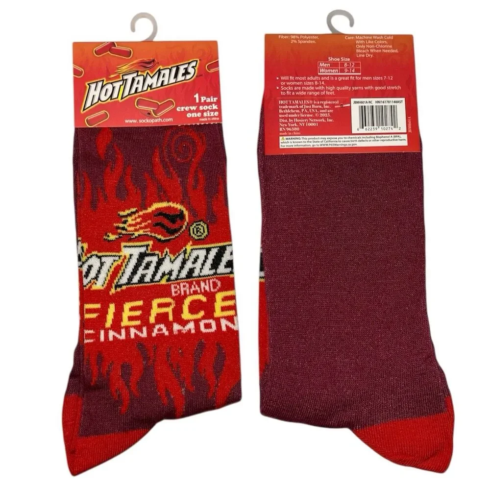 1x Hot Tamales Novelty Fun One Size Crew Socks